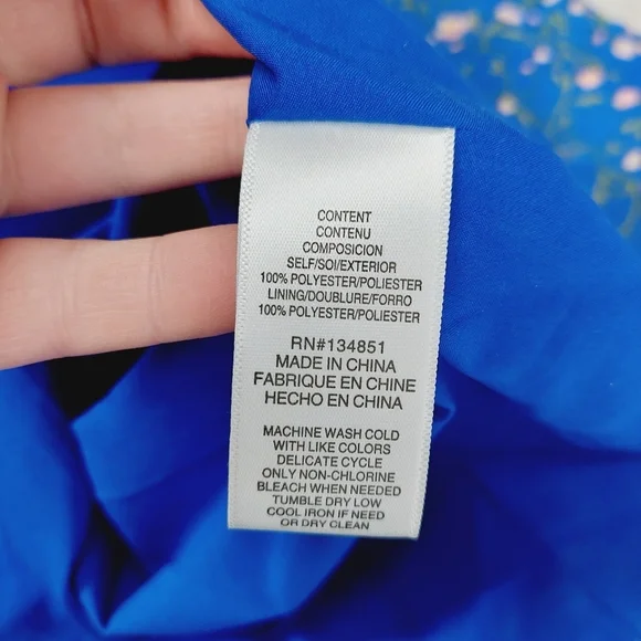 Charles Henry Ditsy Floral Shift Flowy Spring Summer Boho Blue Dress P3572 - Picture 7 of 8